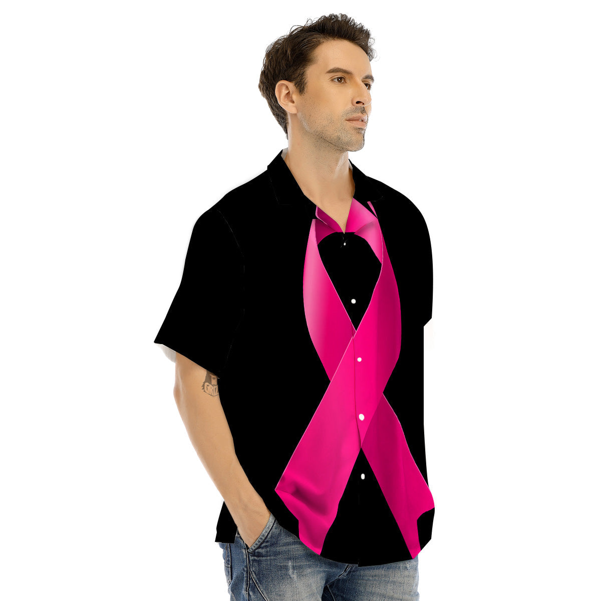 Symbol Breast Cancer Awareness Print Men's Hawaiian Shirt-grizzshop