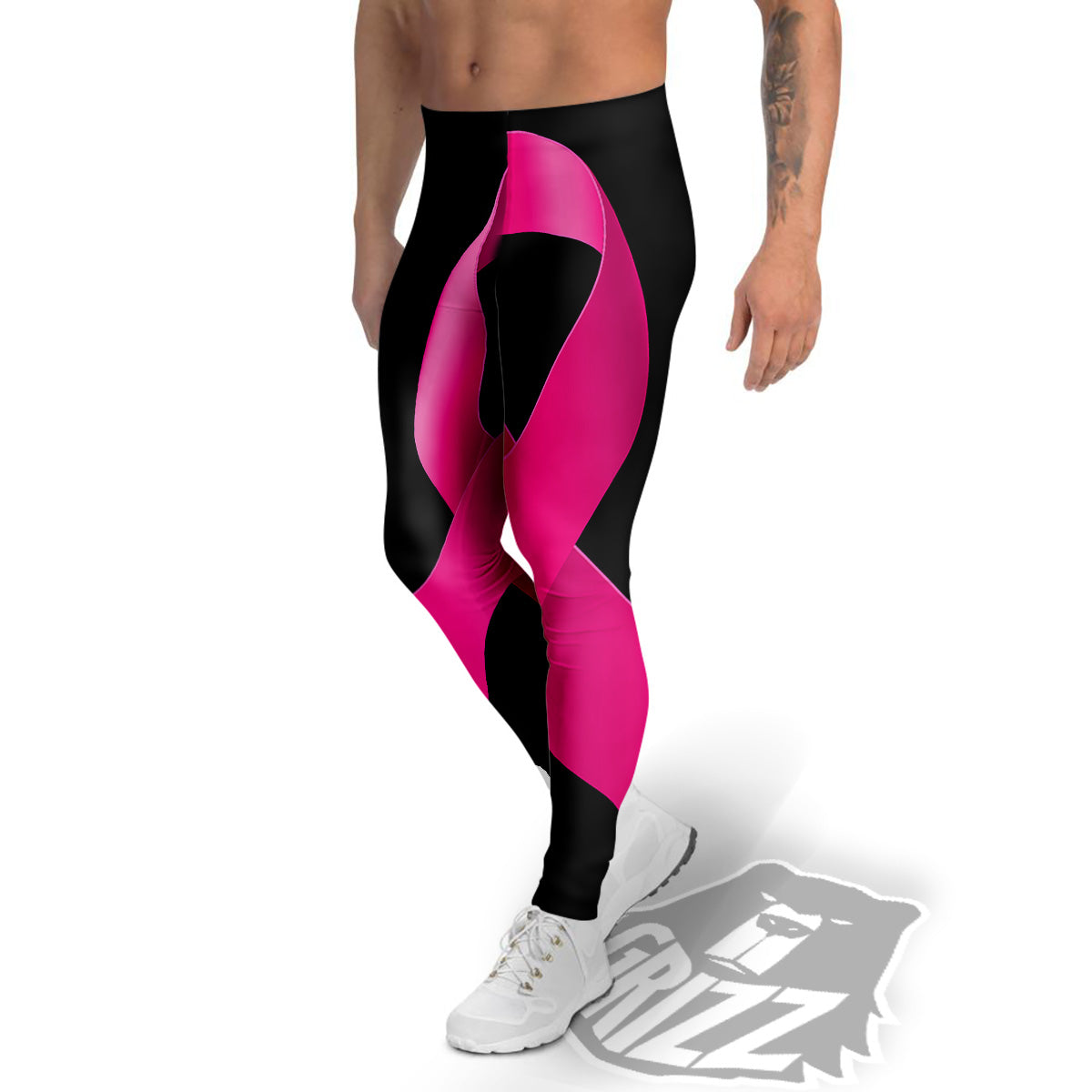 Symbol Breast Cancer Awareness Print Men's Leggings-grizzshop