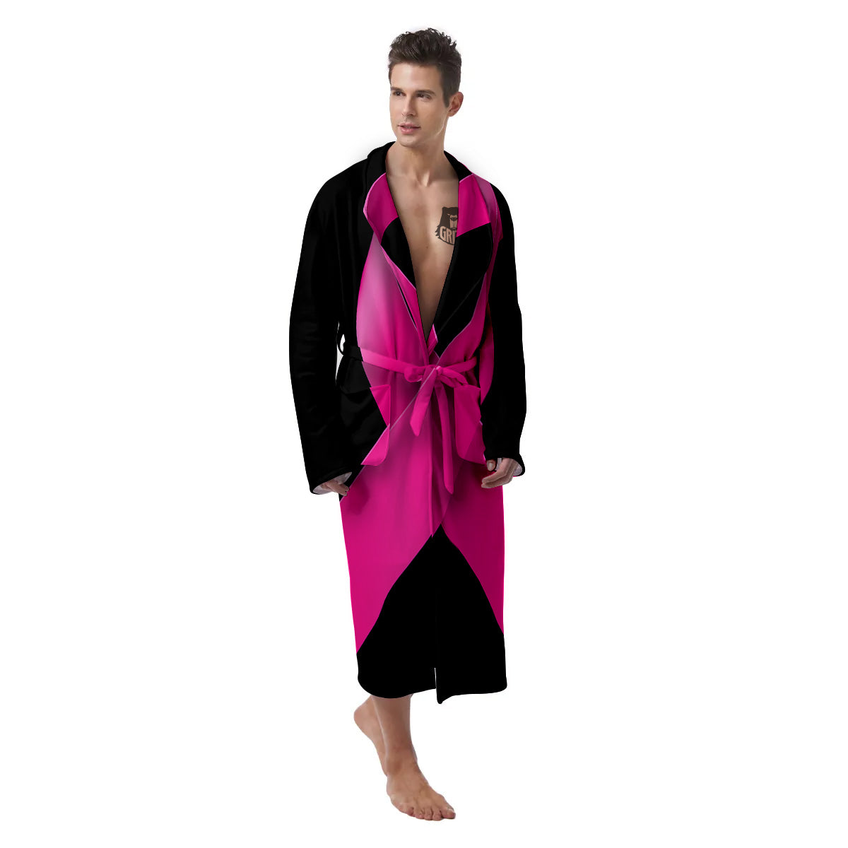Symbol Breast Cancer Awareness Print Men's Robe-grizzshop