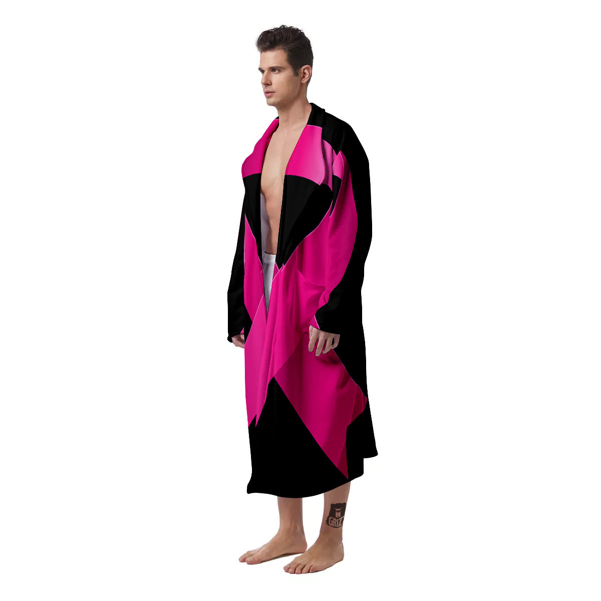 Symbol Breast Cancer Awareness Print Men's Robe-grizzshop