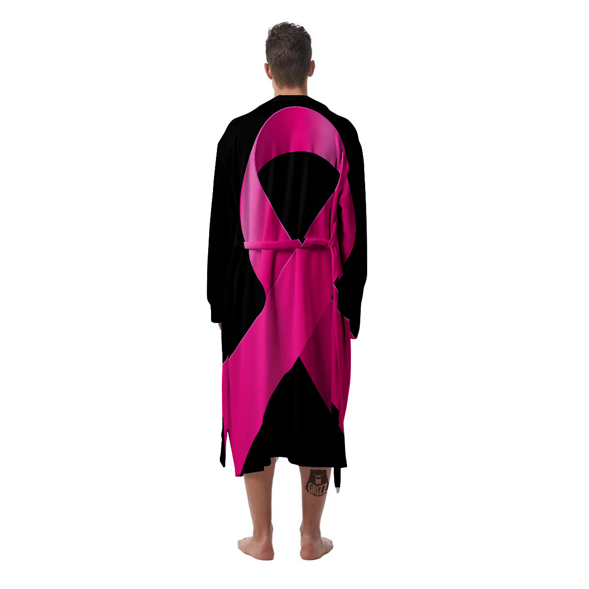Symbol Breast Cancer Awareness Print Men's Robe-grizzshop