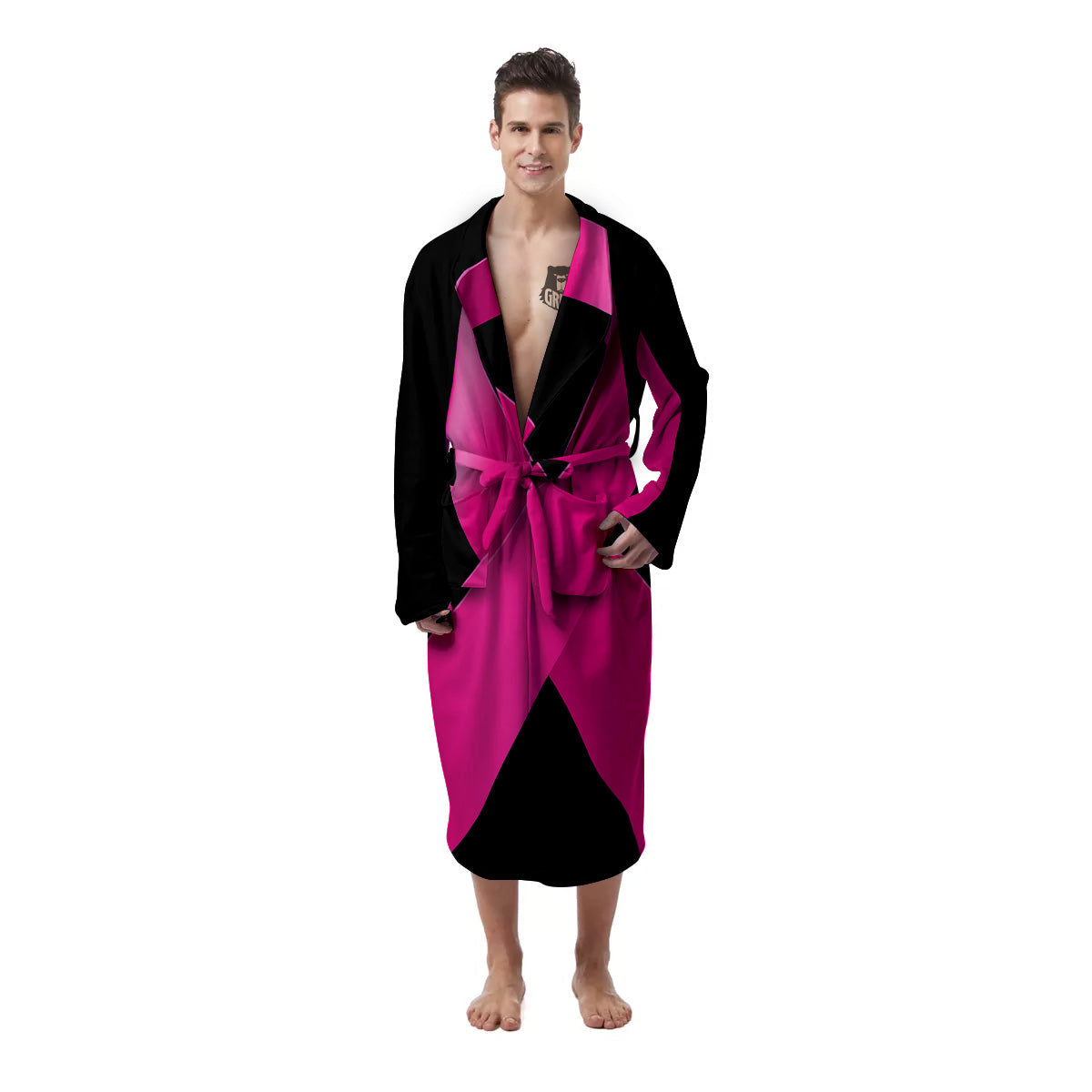 Symbol Breast Cancer Awareness Print Men's Robe-grizzshop