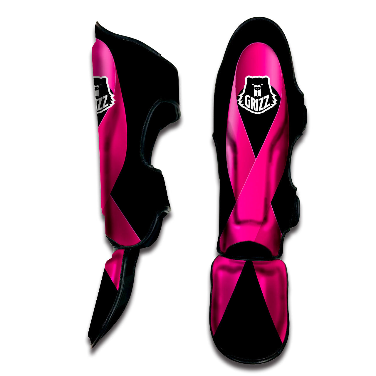 Symbol Breast Cancer Awareness Print Muay Thai Shin Guards-grizzshop