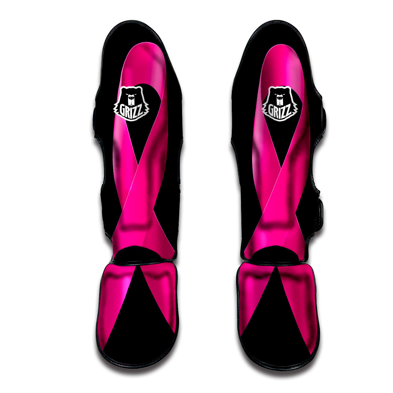 Symbol Breast Cancer Awareness Print Muay Thai Shin Guards-grizzshop