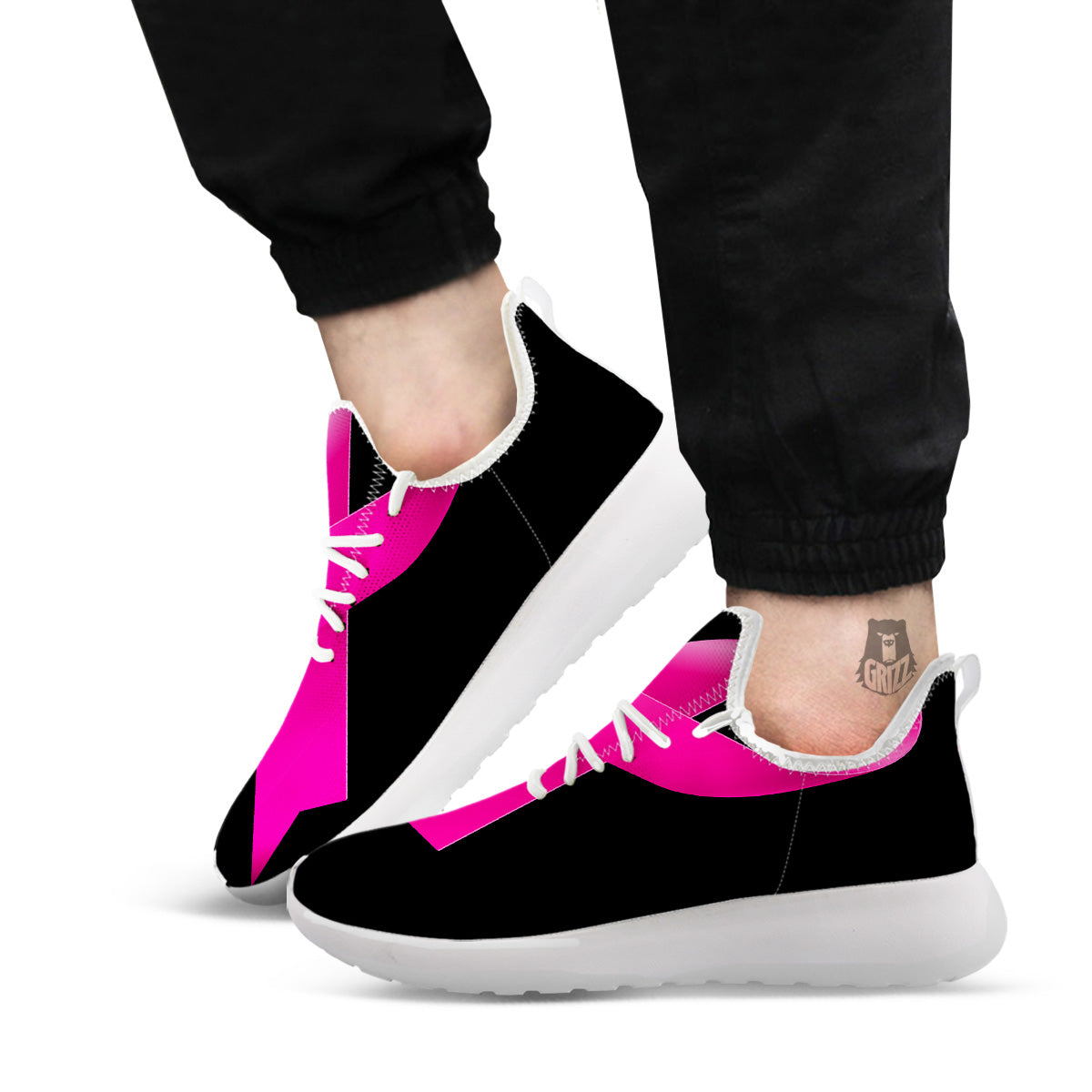 Symbol Breast Cancer Awareness Print White Athletic Shoes-grizzshop