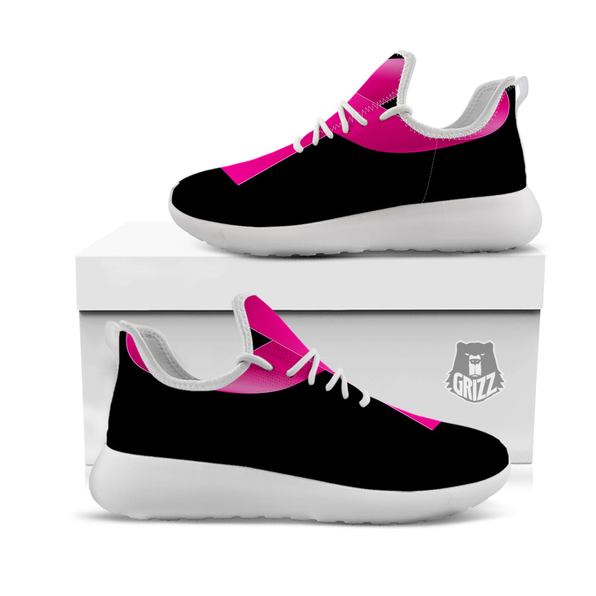 Symbol Breast Cancer Awareness Print White Athletic Shoes-grizzshop