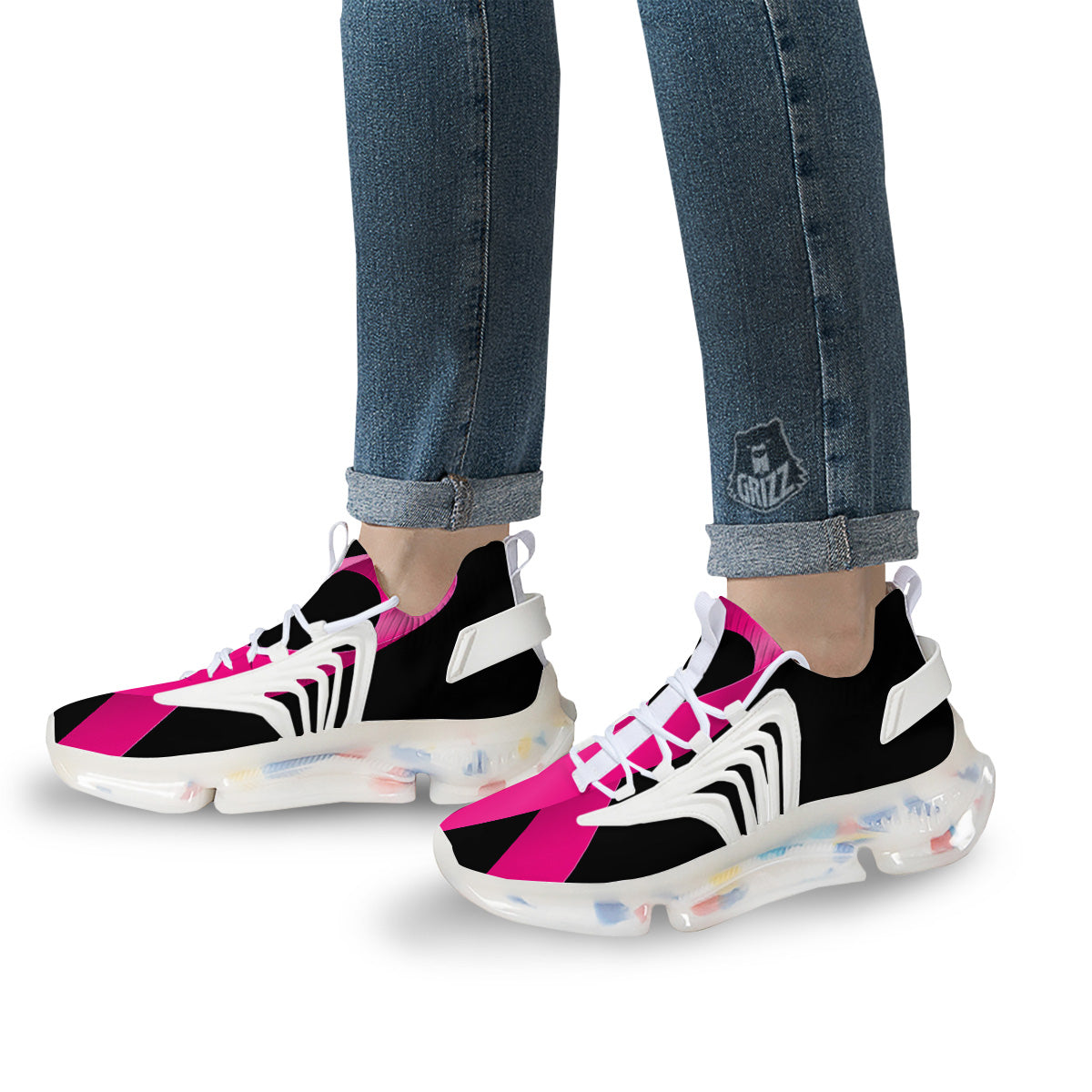 Symbol Breast Cancer Awareness Print White Gym Shoes-grizzshop