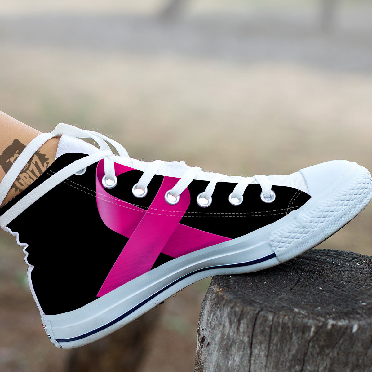 Symbol Breast Cancer Awareness Print White High Top Shoes-grizzshop