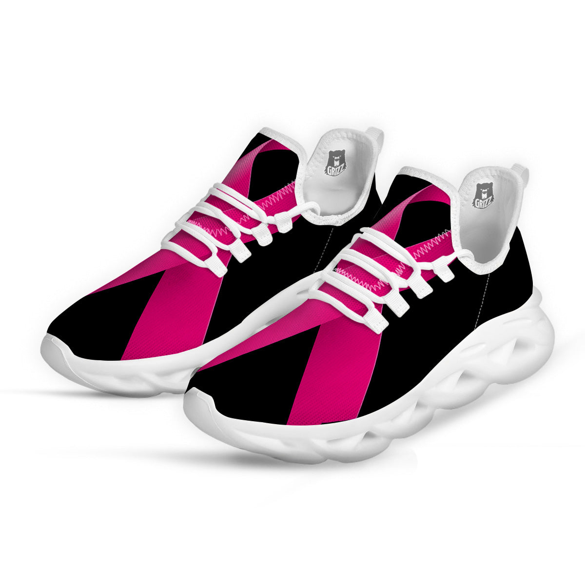 Symbol Breast Cancer Awareness Print White Running Shoes-grizzshop