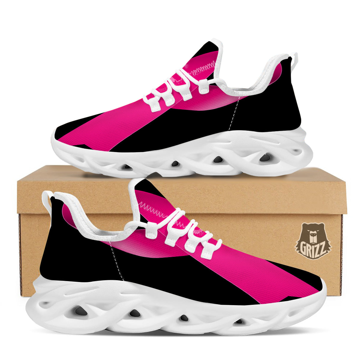 Symbol Breast Cancer Awareness Print White Running Shoes-grizzshop