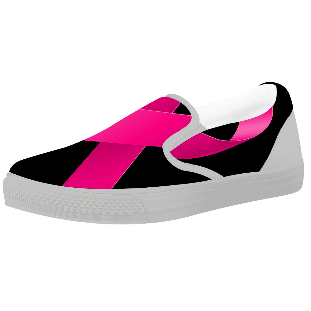 Symbol Breast Cancer Awareness Print White Slip On Shoes-grizzshop