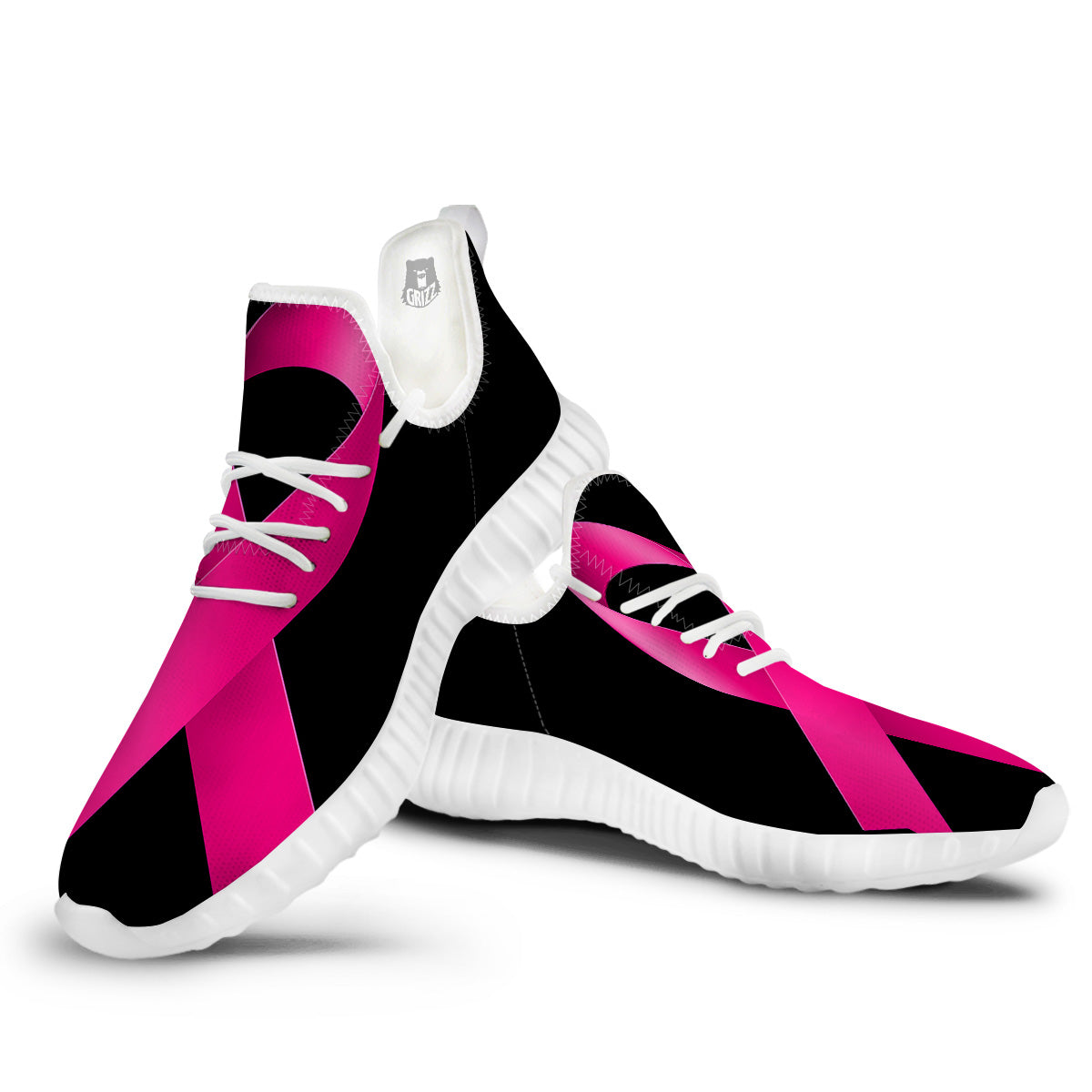 Symbol Breast Cancer Awareness Print White Walking Shoes-grizzshop
