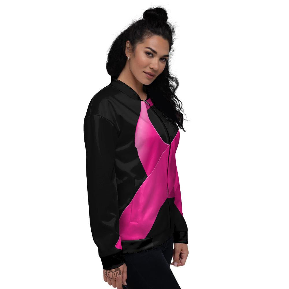 Symbol Breast Cancer Awareness Print Women's Bomber Jacket-grizzshop