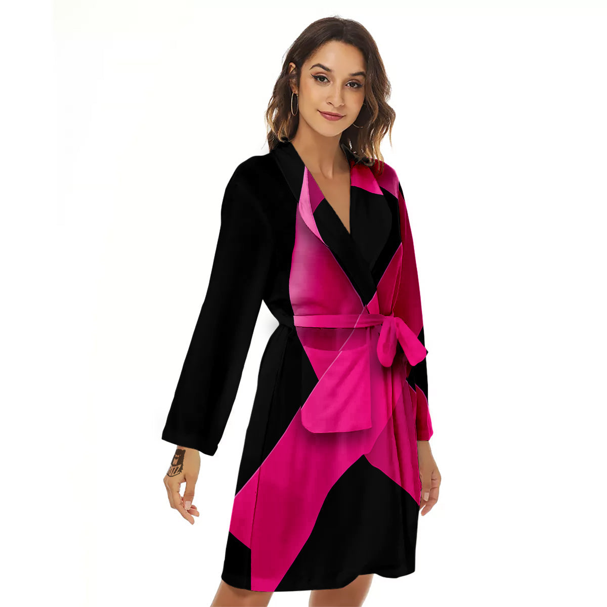 Symbol Breast Cancer Awareness Print Women's Robe-grizzshop
