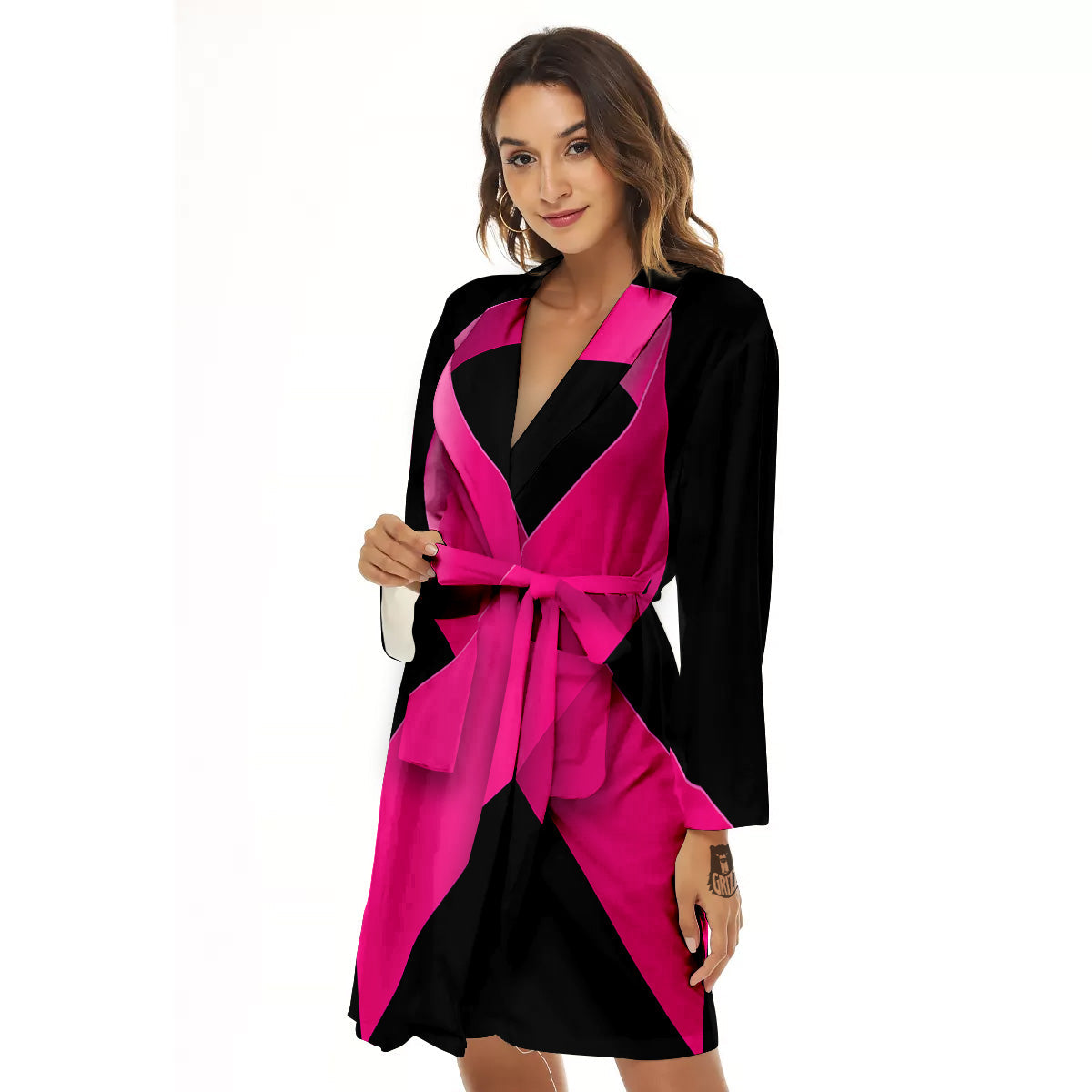 Symbol Breast Cancer Awareness Print Women's Robe-grizzshop
