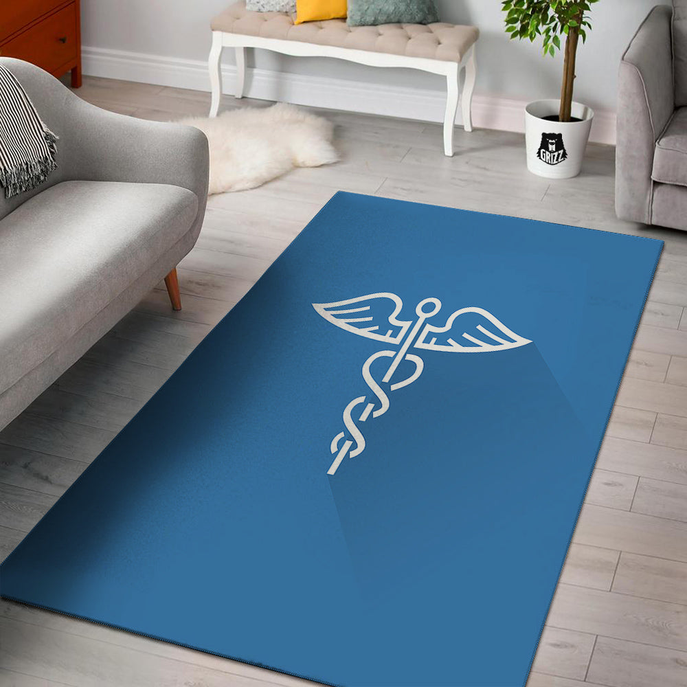 Symbol Caduceus Print Floor Mat-grizzshop