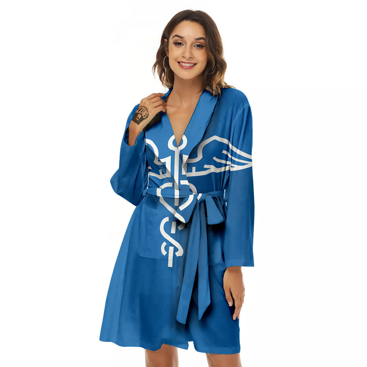 Symbol Caduceus Print Women's Robe-grizzshop