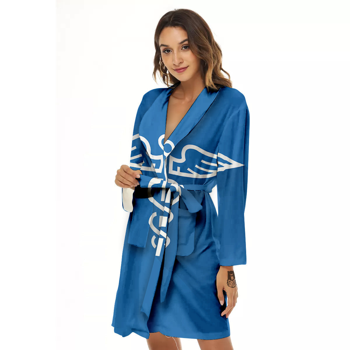 Symbol Caduceus Print Women's Robe-grizzshop