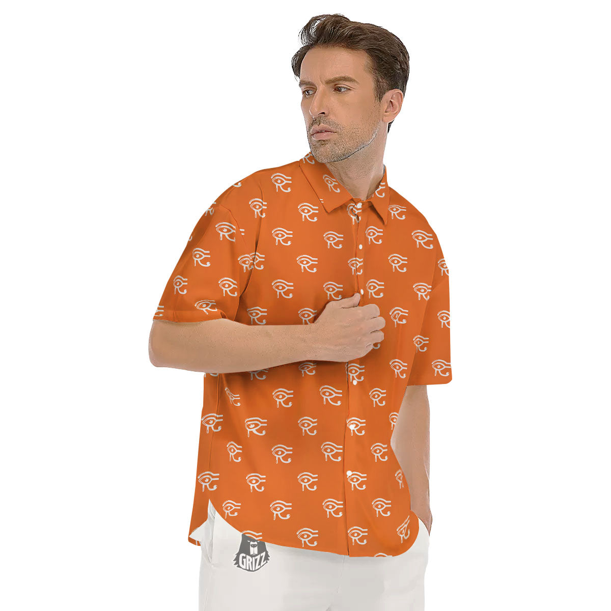 Symbol Eye Of Horus Pattern Men's Short Sleeve Shirts-grizzshop