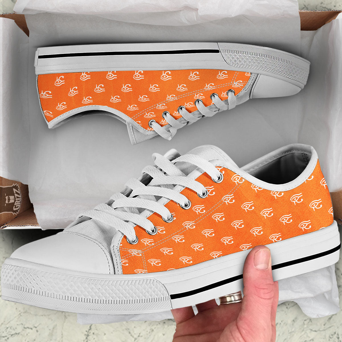 Symbol Eye Of Horus Pattern White Low Top Shoes-grizzshop
