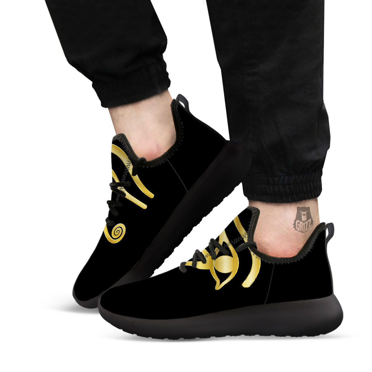 Symbol Eye Of Horus Print Black Athletic Shoes-grizzshop