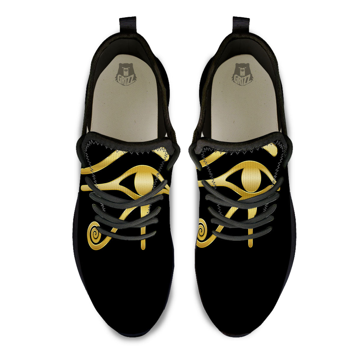Symbol Eye Of Horus Print Black Athletic Shoes-grizzshop