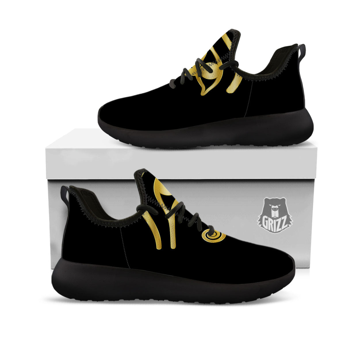 Symbol Eye Of Horus Print Black Athletic Shoes-grizzshop