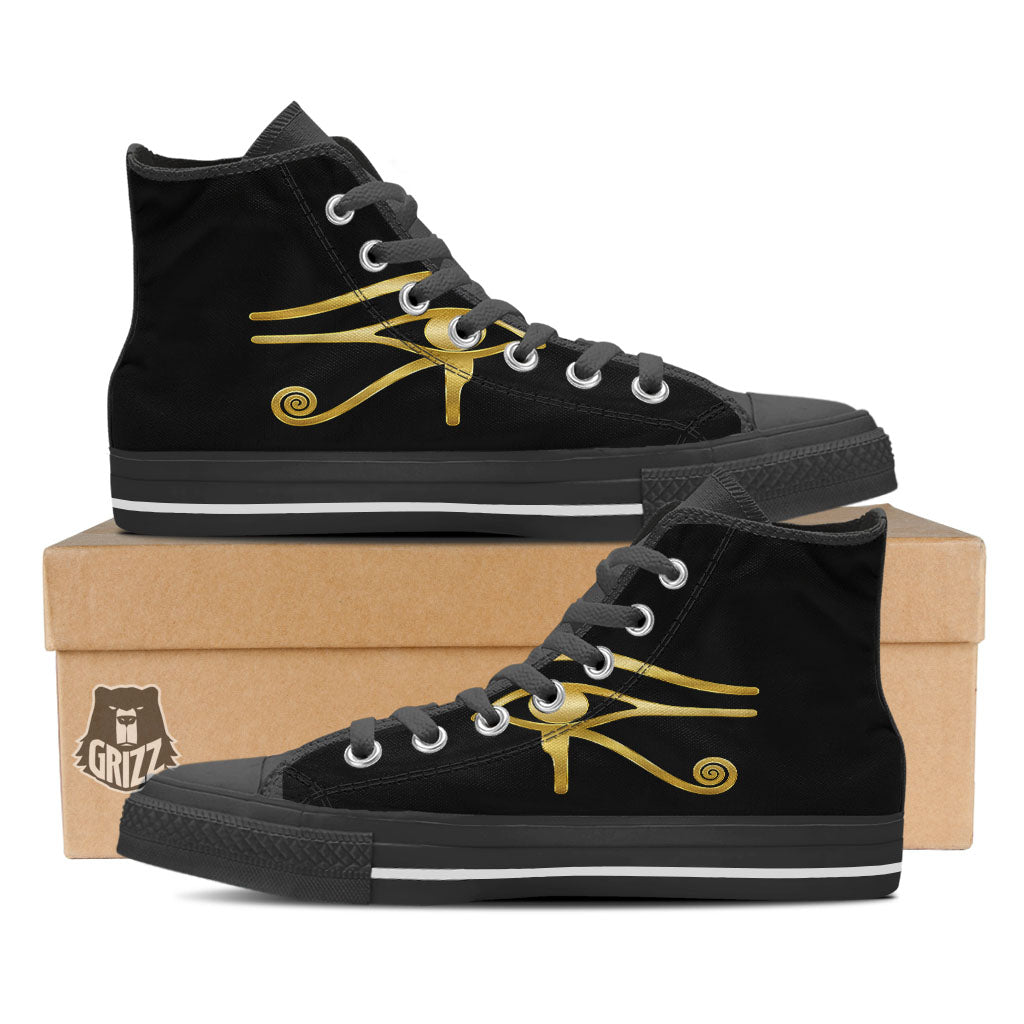 Symbol Eye Of Horus Print Black High Top Shoes-grizzshop
