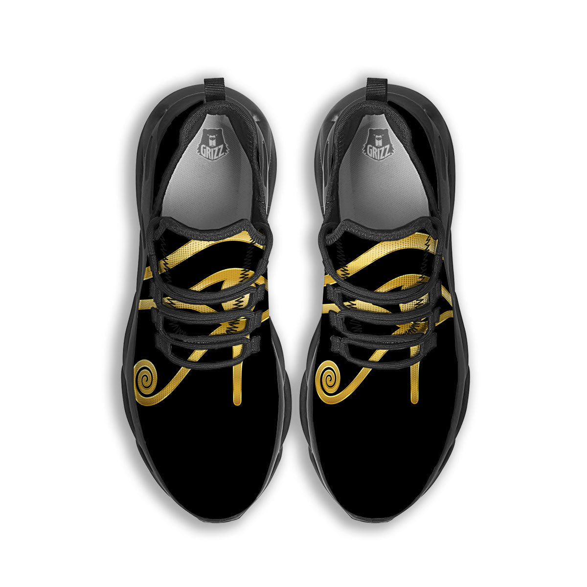 Symbol Eye Of Horus Print Black Running Shoes-grizzshop