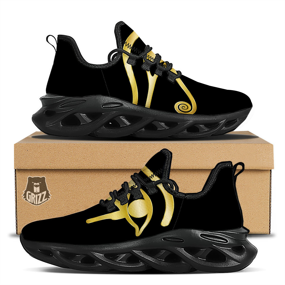 Symbol Eye Of Horus Print Black Running Shoes-grizzshop