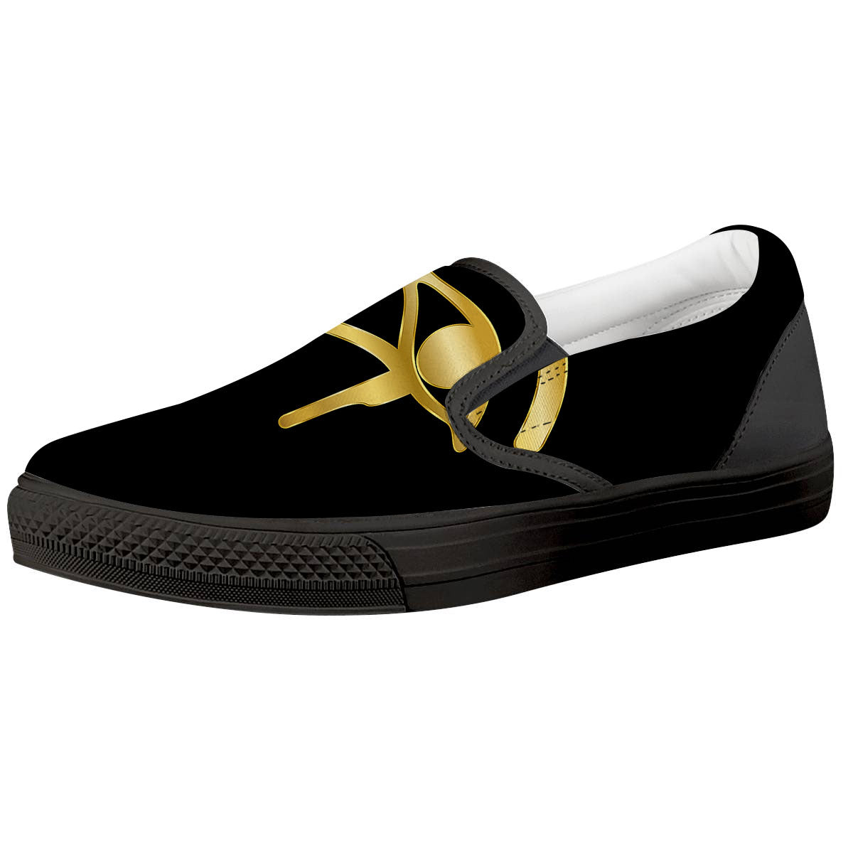 Symbol Eye Of Horus Print Black Slip On Shoes-grizzshop