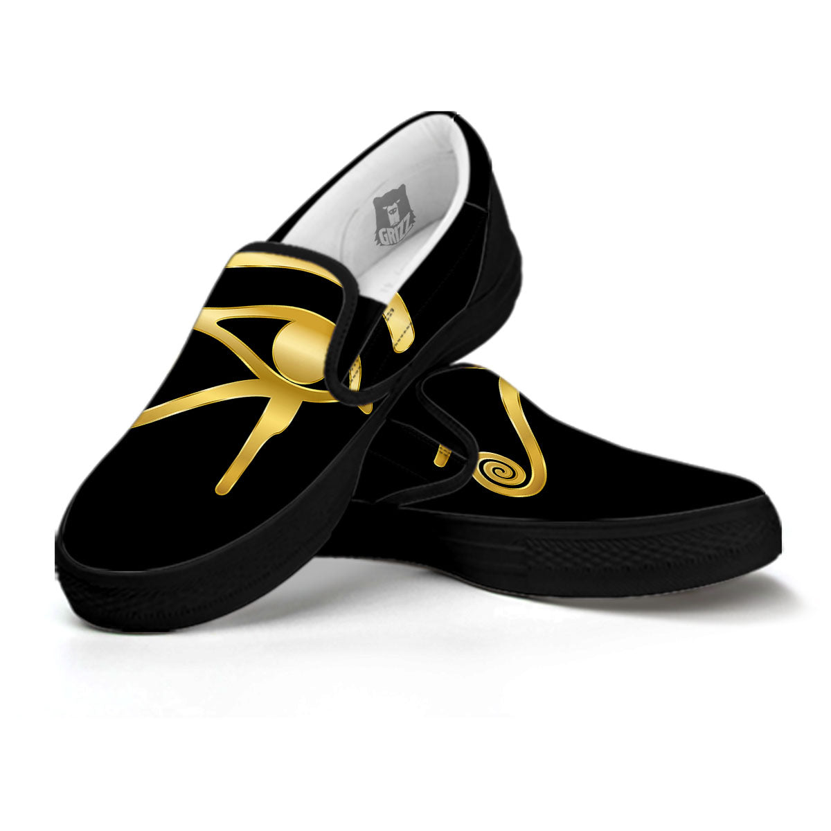 Symbol Eye Of Horus Print Black Slip On Shoes-grizzshop