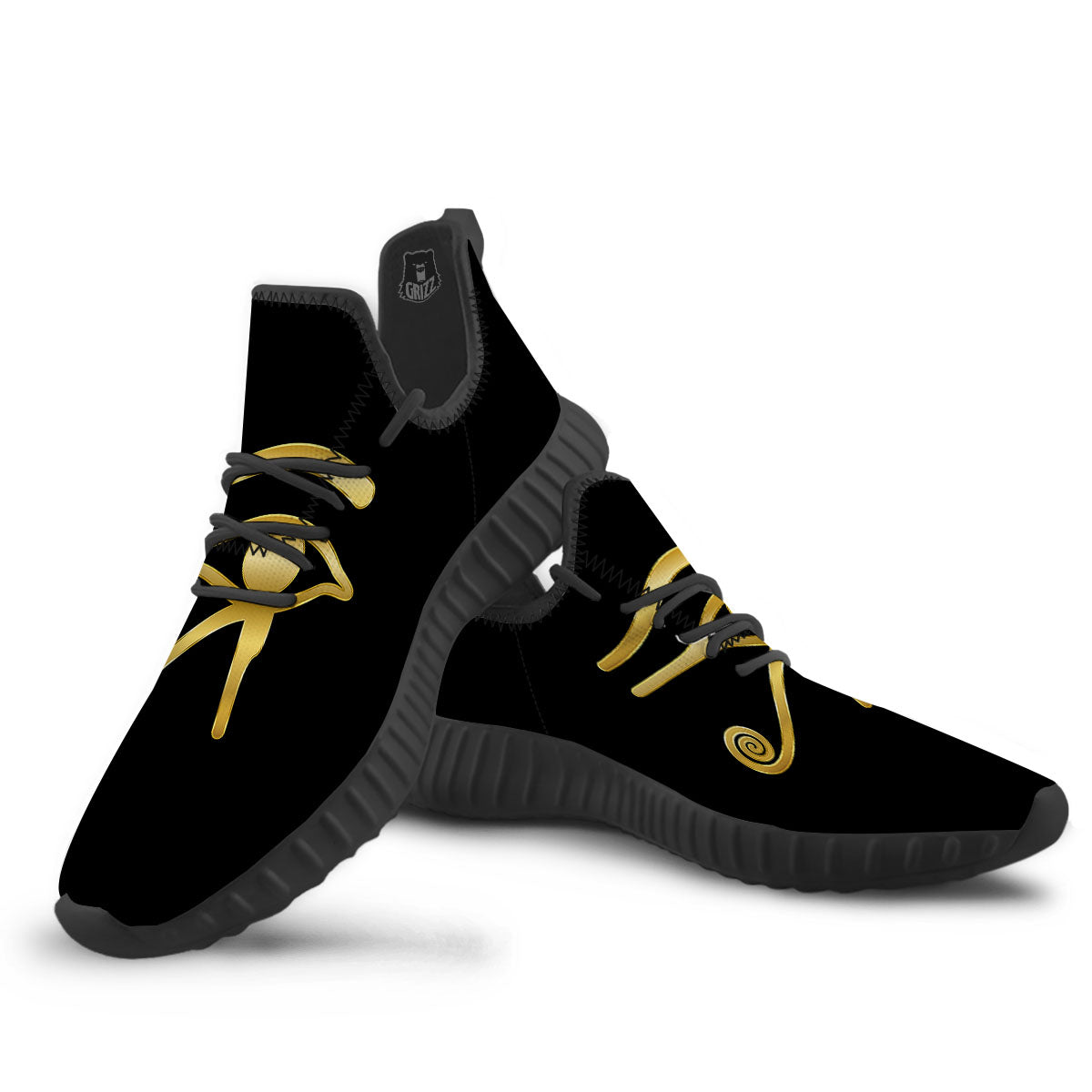 Symbol Eye Of Horus Print Black Walking Shoes-grizzshop