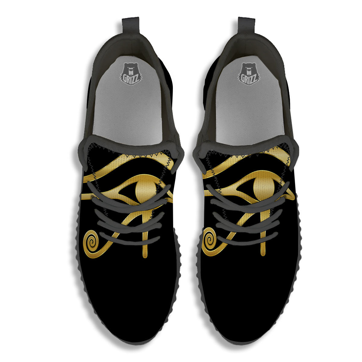 Symbol Eye Of Horus Print Black Walking Shoes-grizzshop