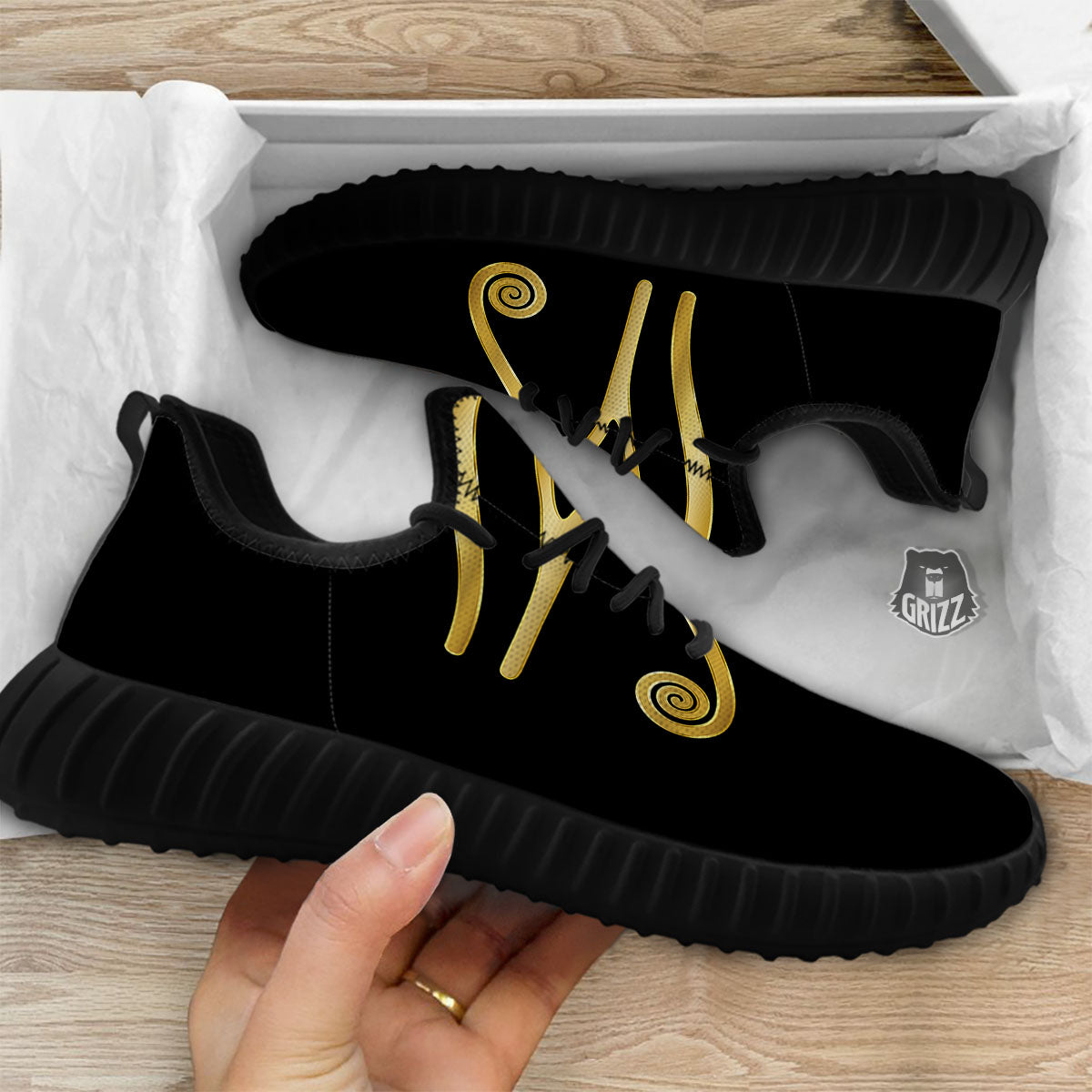 Symbol Eye Of Horus Print Black Walking Shoes-grizzshop