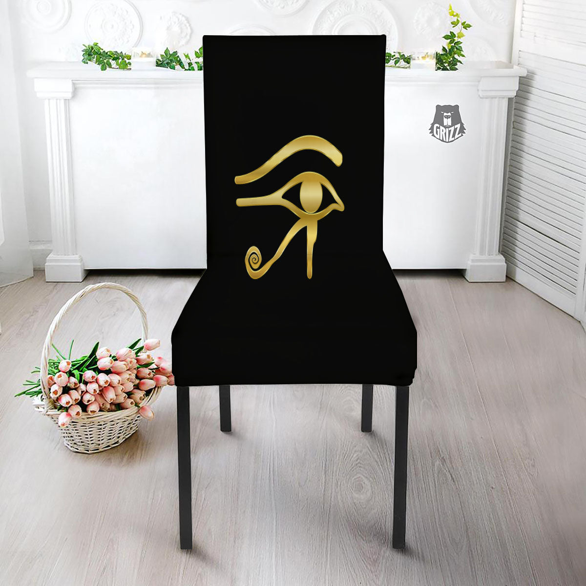 Symbol Eye Of Horus Print Dining Chair Slipcover-grizzshop