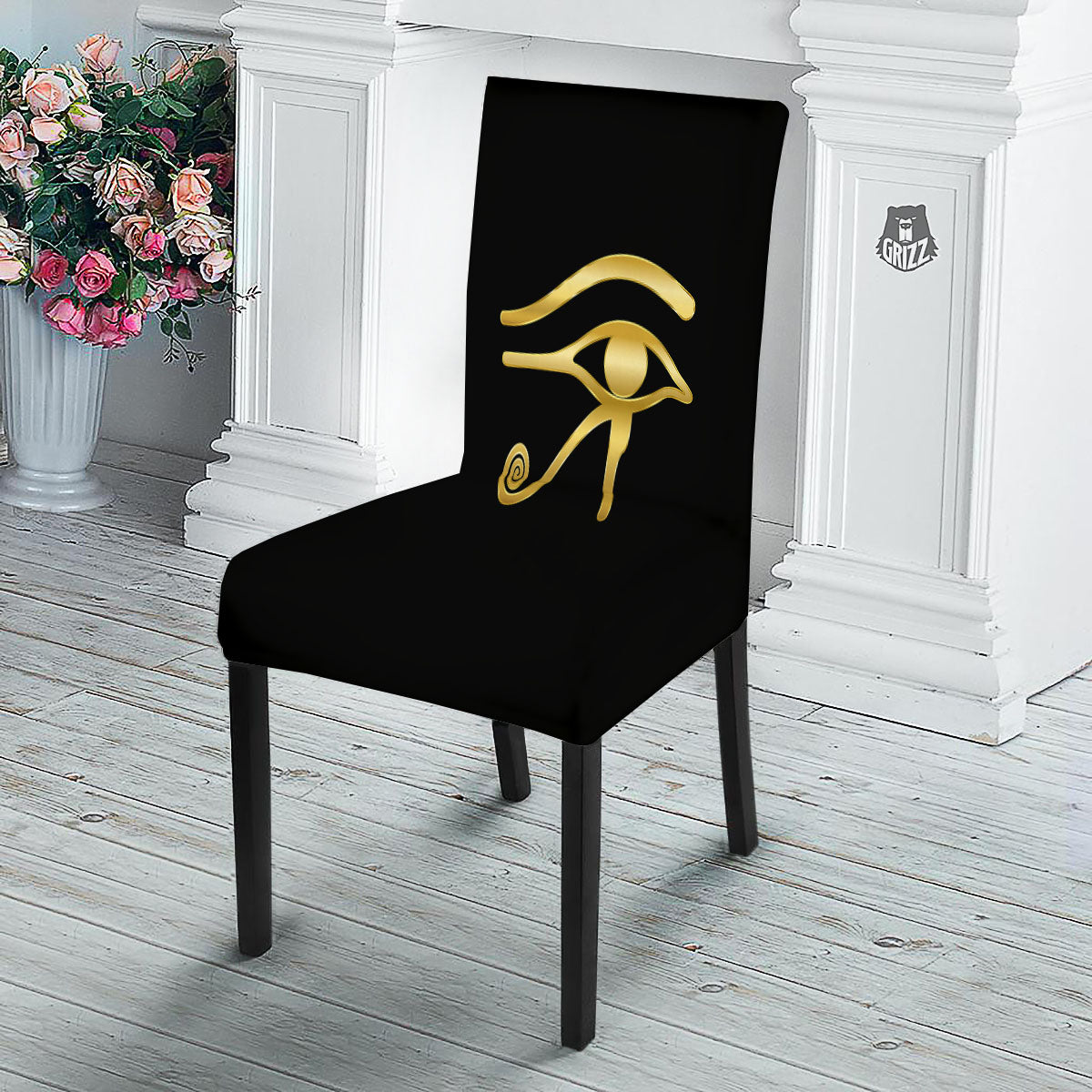 Symbol Eye Of Horus Print Dining Chair Slipcover-grizzshop