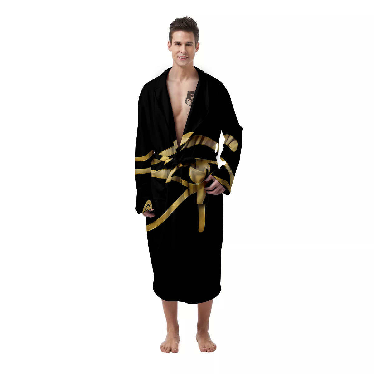 Symbol Eye Of Horus Print Men's Robe-grizzshop