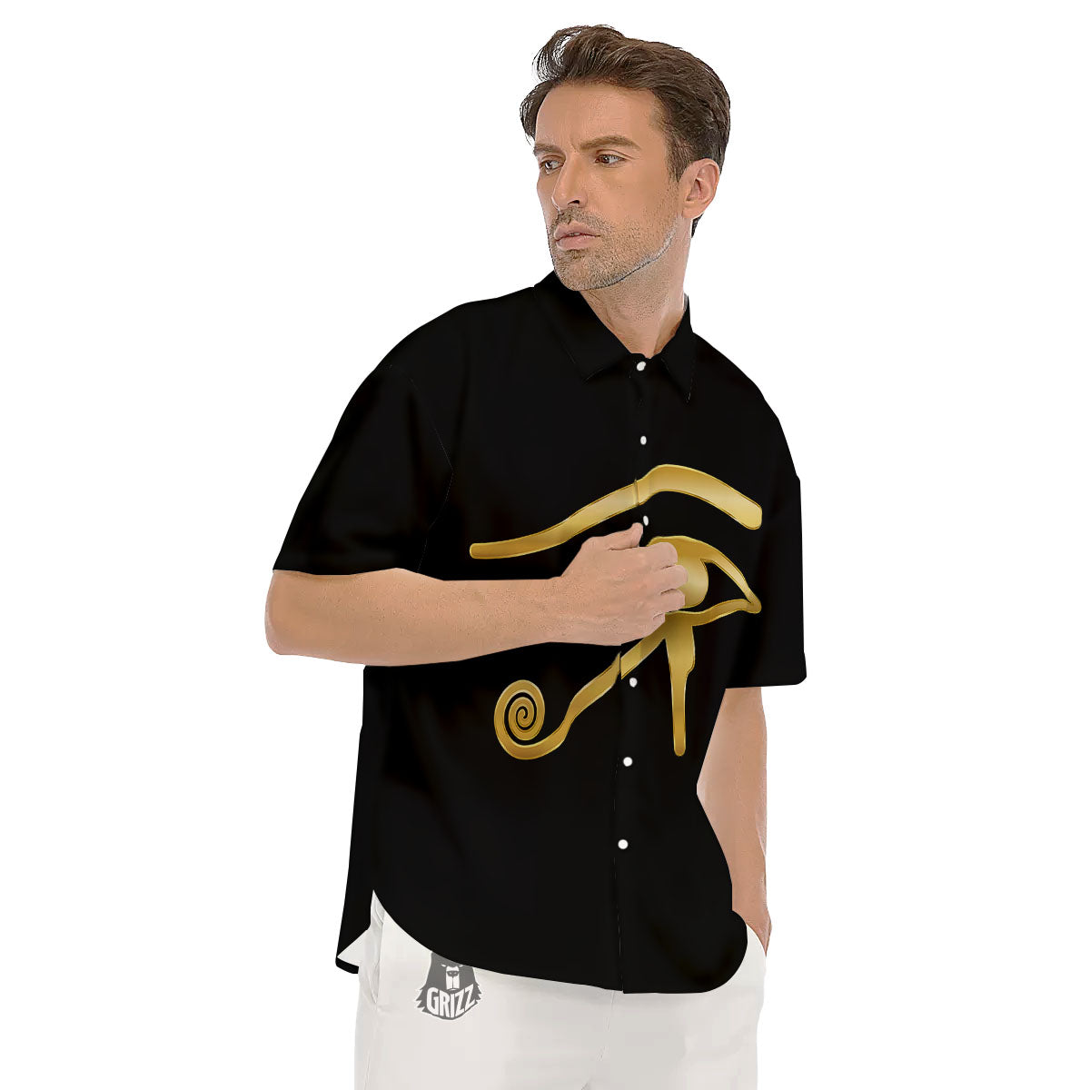 Symbol Eye Of Horus Print Men's Short Sleeve Shirts-grizzshop