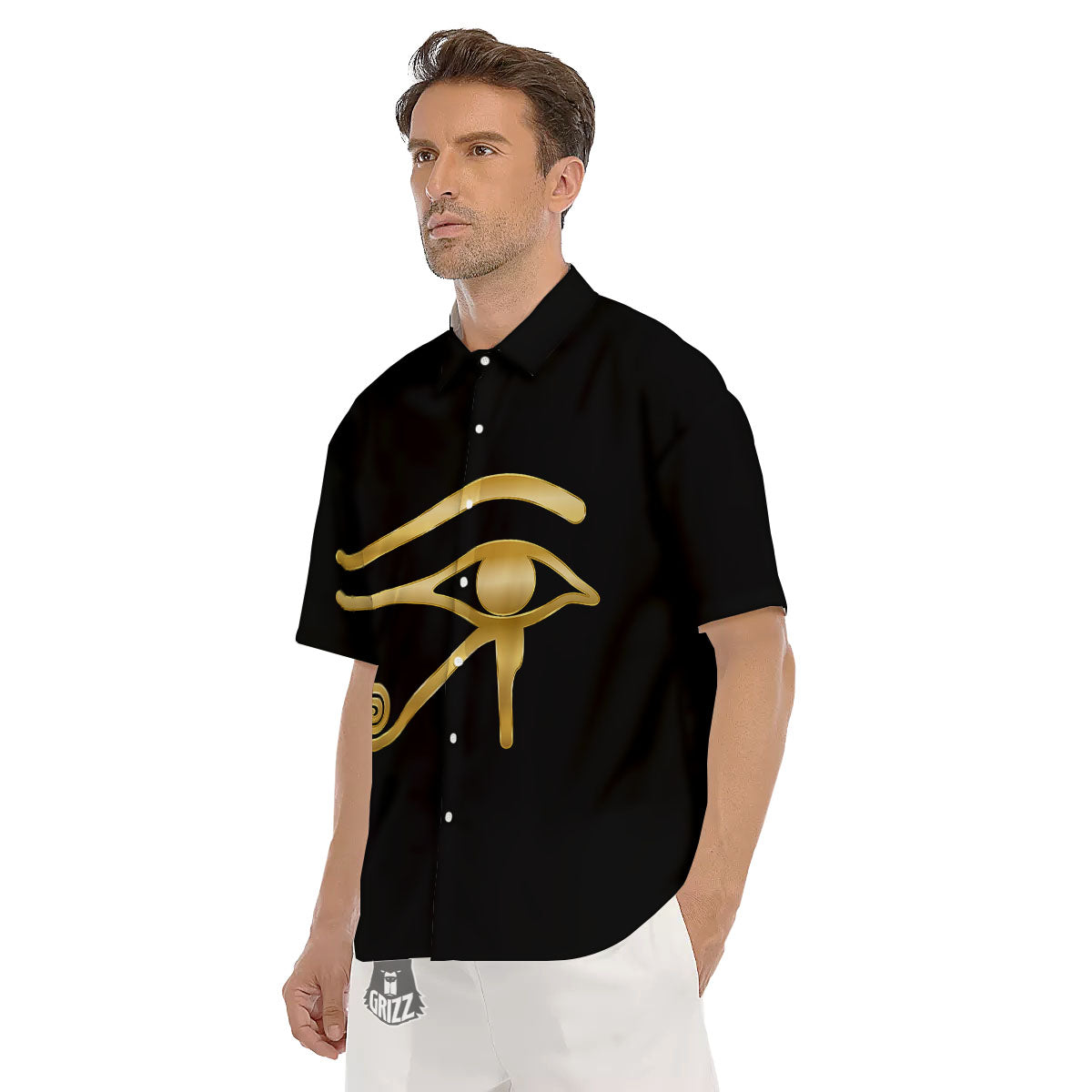 Symbol Eye Of Horus Print Men's Short Sleeve Shirts-grizzshop