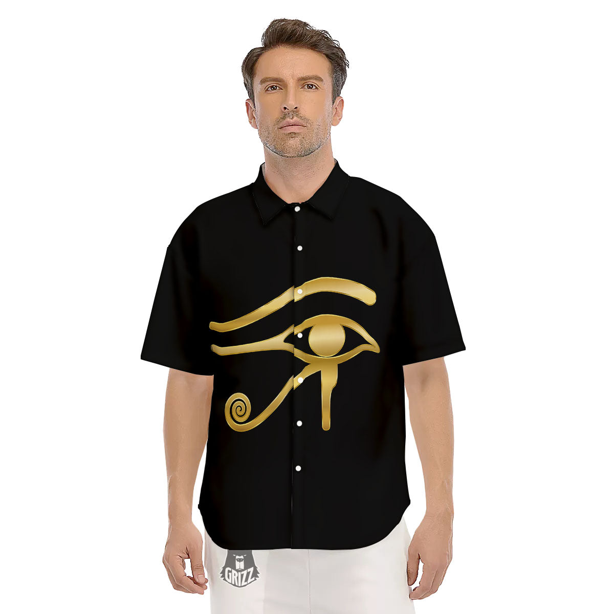 Symbol Eye Of Horus Print Men's Short Sleeve Shirts-grizzshop