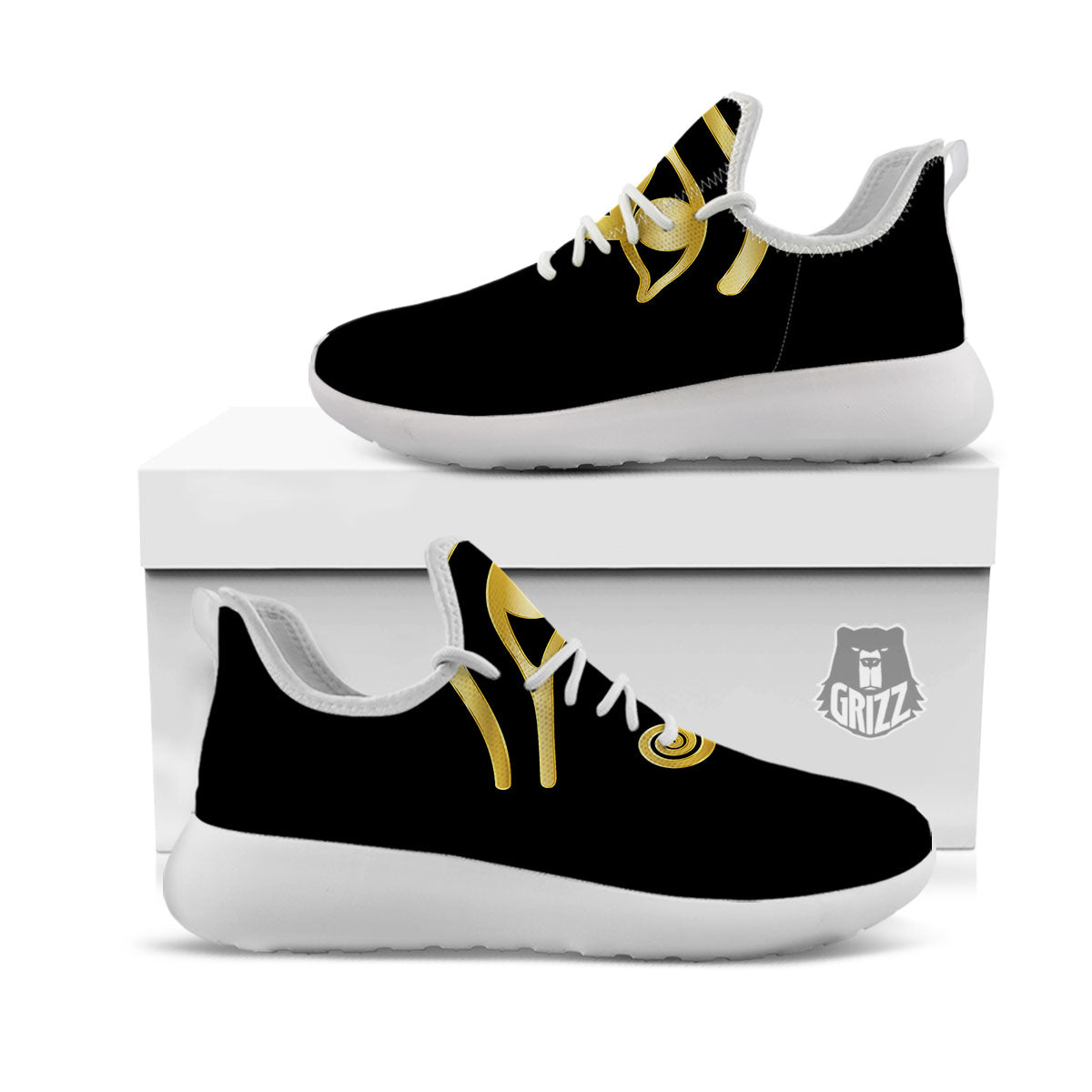 Symbol Eye Of Horus Print White Athletic Shoes-grizzshop