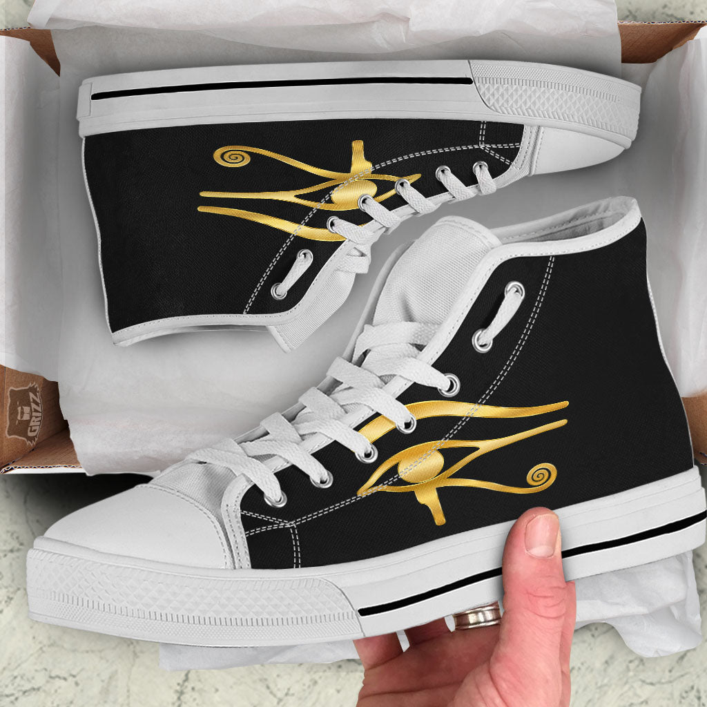 Symbol Eye Of Horus Print White High Top Shoes-grizzshop