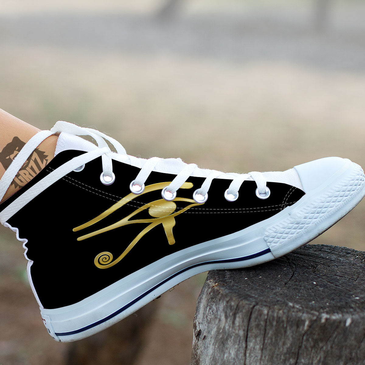 Symbol Eye Of Horus Print White High Top Shoes-grizzshop