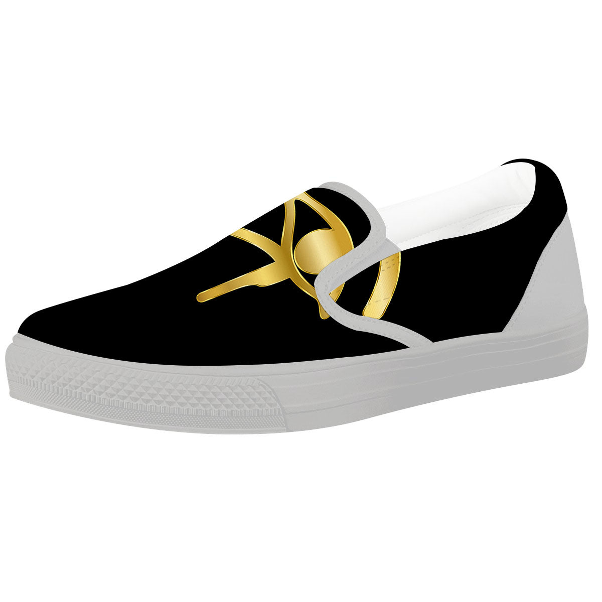 Symbol Eye Of Horus Print White Slip On Shoes-grizzshop