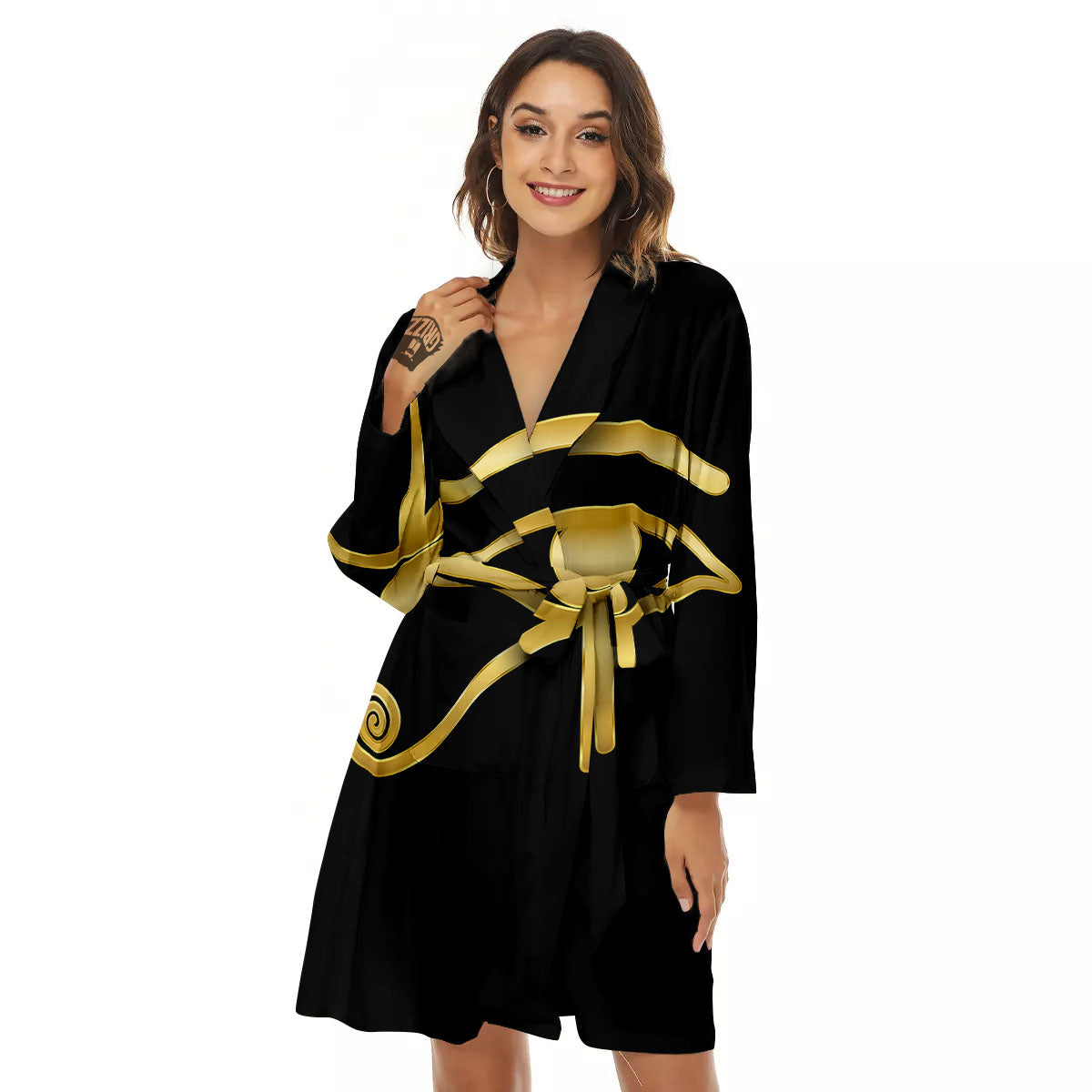Symbol Eye Of Horus Print Women's Robe-grizzshop