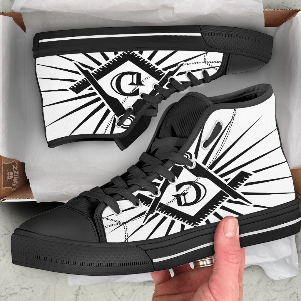 Symbol Freemasonry Print Black High Top Shoes-grizzshop