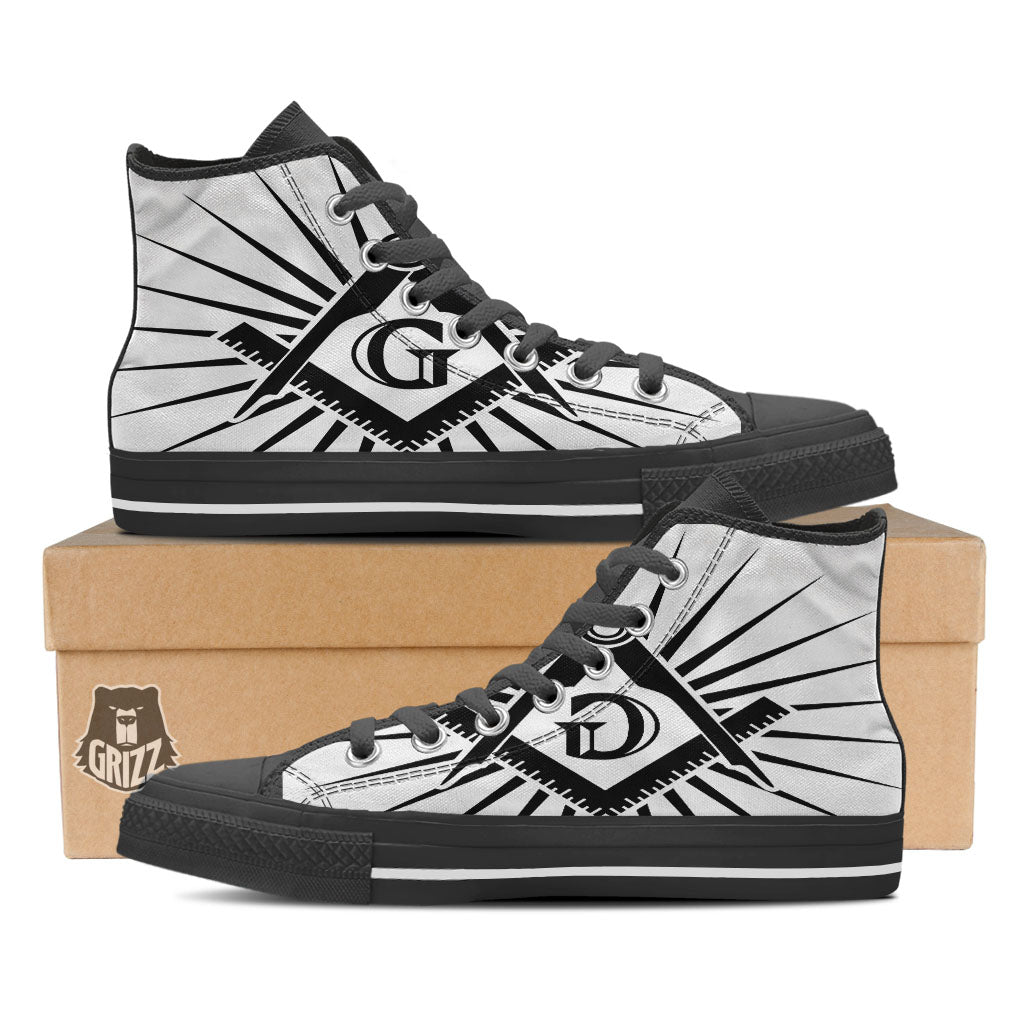 Symbol Freemasonry Print Black High Top Shoes-grizzshop