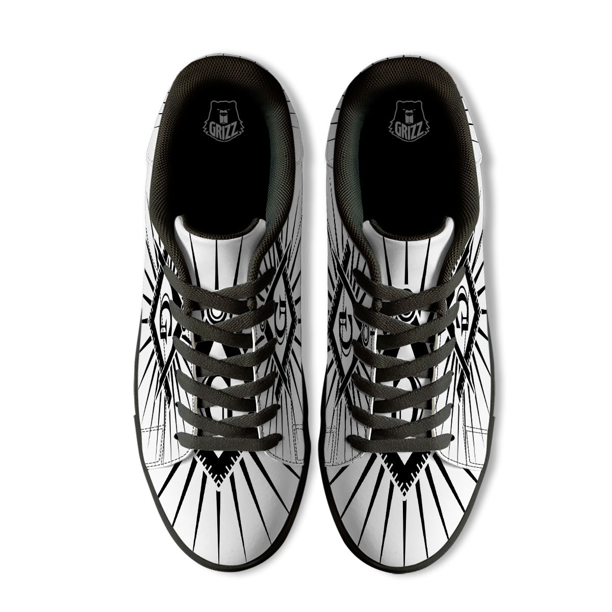 Symbol Freemasonry Print Black Low Top Sneakers-grizzshop