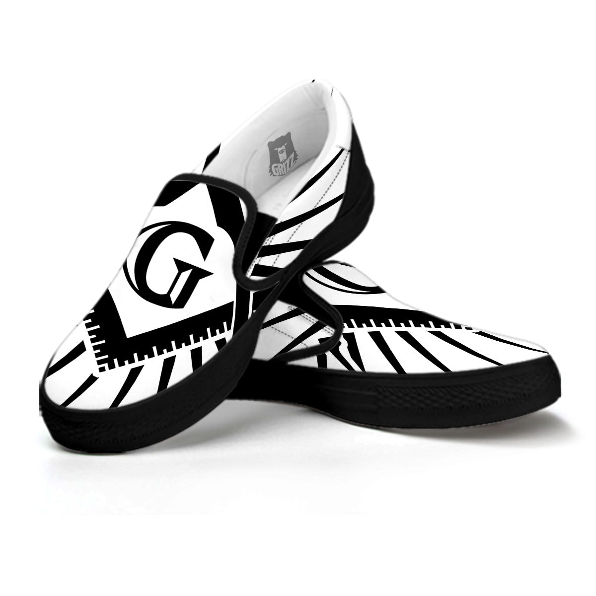 Symbol Freemasonry Print Black Slip On Shoes-grizzshop